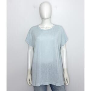 Athleta Breezy Womens M Blue Short Sleeve Crew Neck Side Slits Tunic